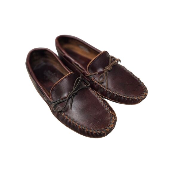 MINNETONKA  Driving Loafers Slip On Casual Size 10 Brown Leather - Picture 4 of 6